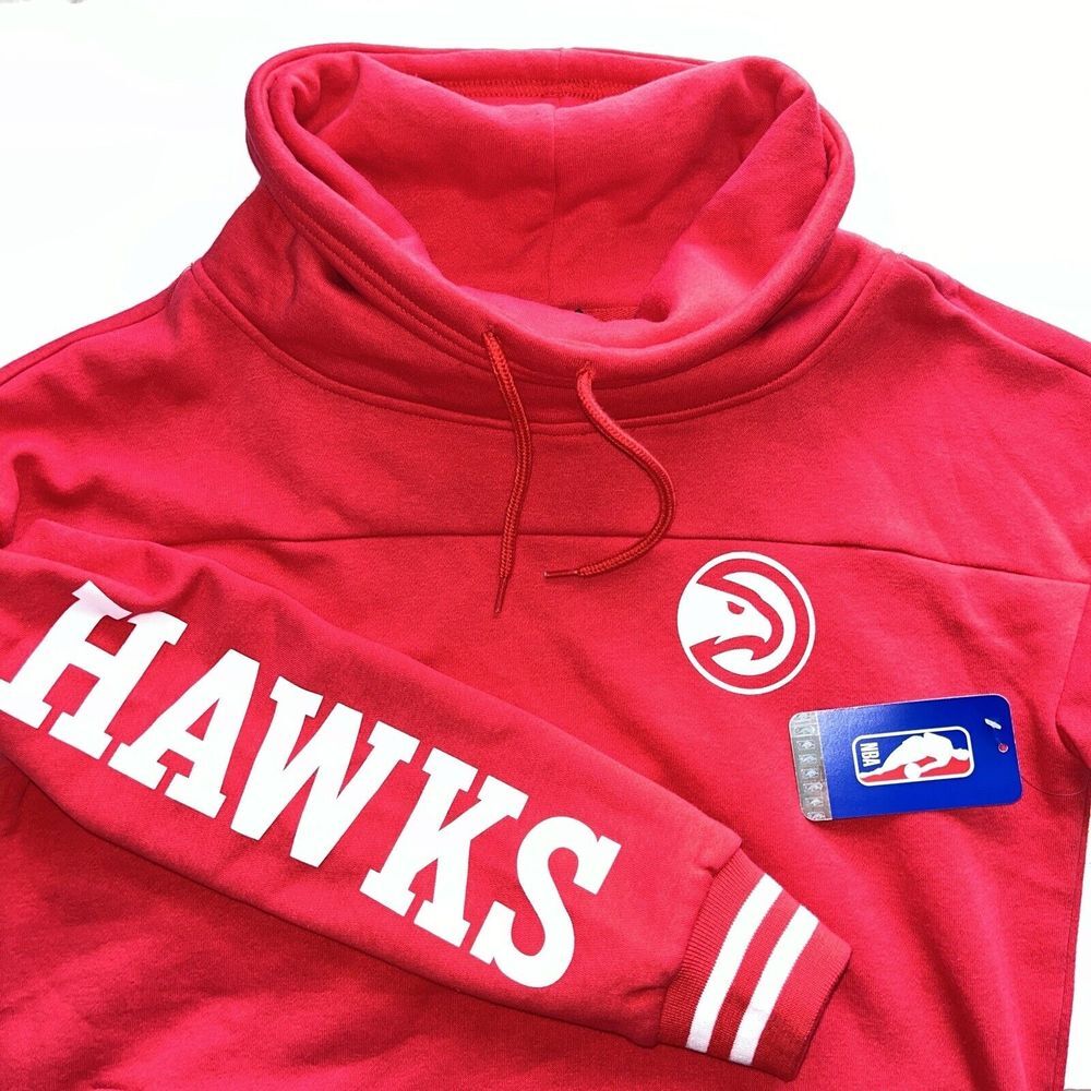 New Atlanta Hawks NBA Red Cowl Neck Sweatshirt Womens S